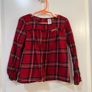 Toddler Girl’s Carter’s Christmas Plaid Long Sleeve Shirt